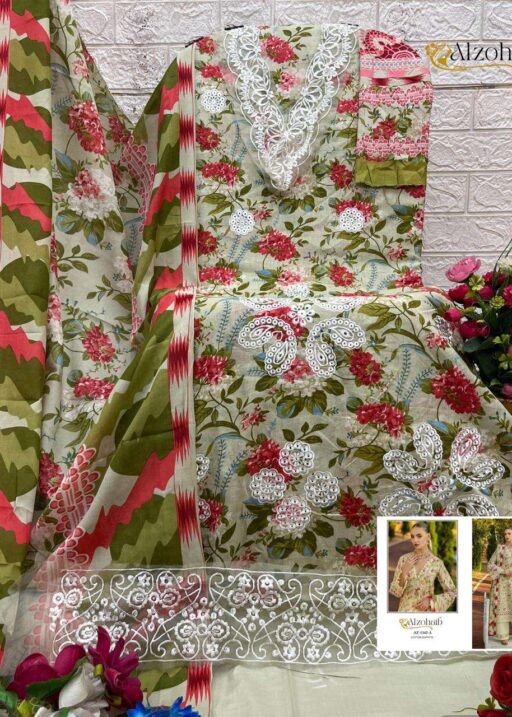 Al Zohaib Design No-1342AB Pure Cotton Wholesale Pakistani Salwar Suit Collection