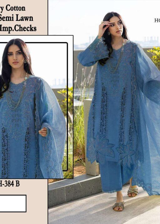 Hoor Tex Design No-384 A-D Heavy Cotton Wholesale Pakistani Suit Collection