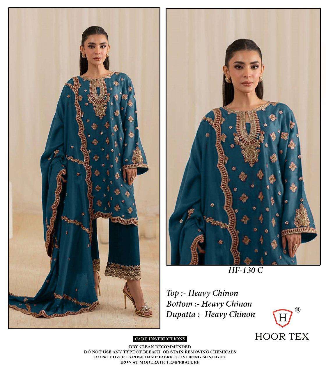 Hoor Tex Design No-Hf 130 A-B Heavy Chinon Wholesale Pakistani Readymade Suit Collection