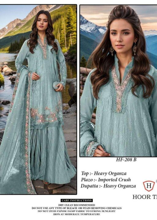 Hoor Tex Design No - Hf 208 A-C Organza Wholesale Pakistani Readymade Suit Collection