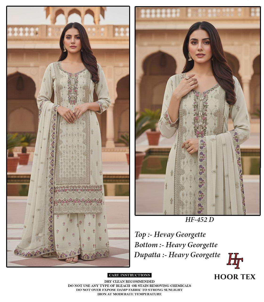 Hoor Tex Design No-Hf 452 A-d Heavy Georgette Wholesale Pakistani Readymade Suit Collection
