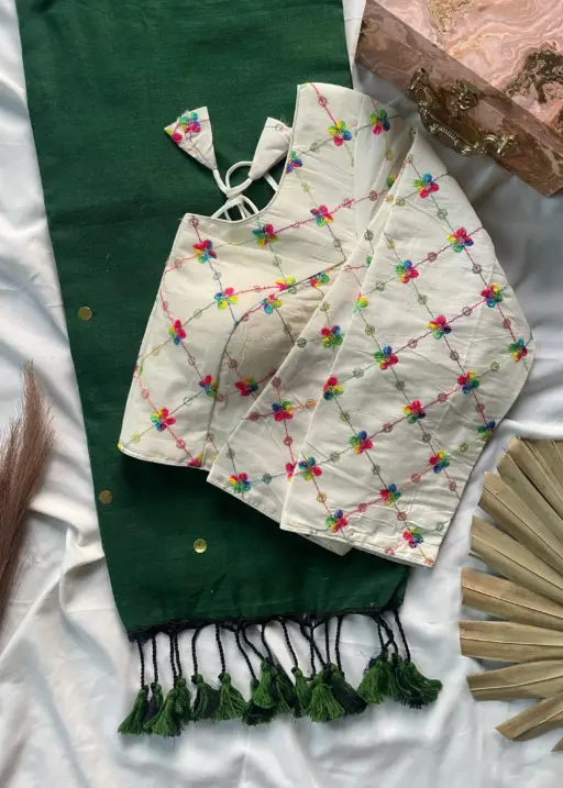 Khadi Work Vol 2 Cotton Saree Sequence Work Blouse Collection