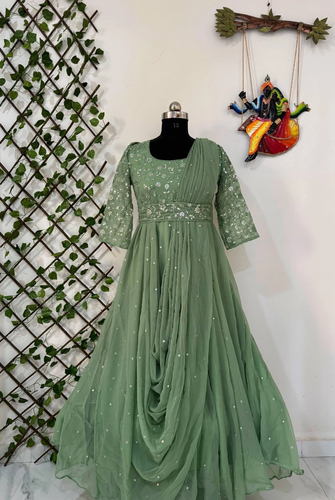 Rama Export Code 207-D Georgette Wholesale Gown with Dupatta & Belt Collection