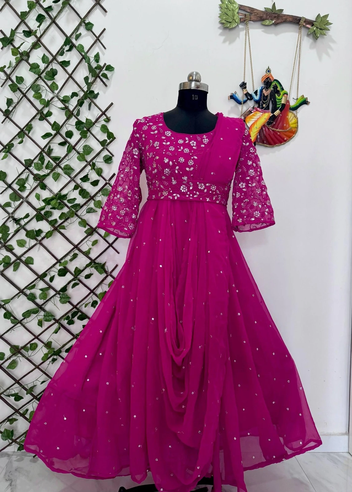 Rama Export Code 207-G Georgette Wholesale Gown with Dupatta & Belt Collection