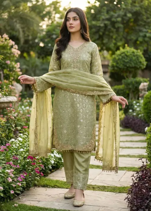 Rama Export Code-3158 Pure GMY SILK Wholesale Readymade Pakistani Suit Collection