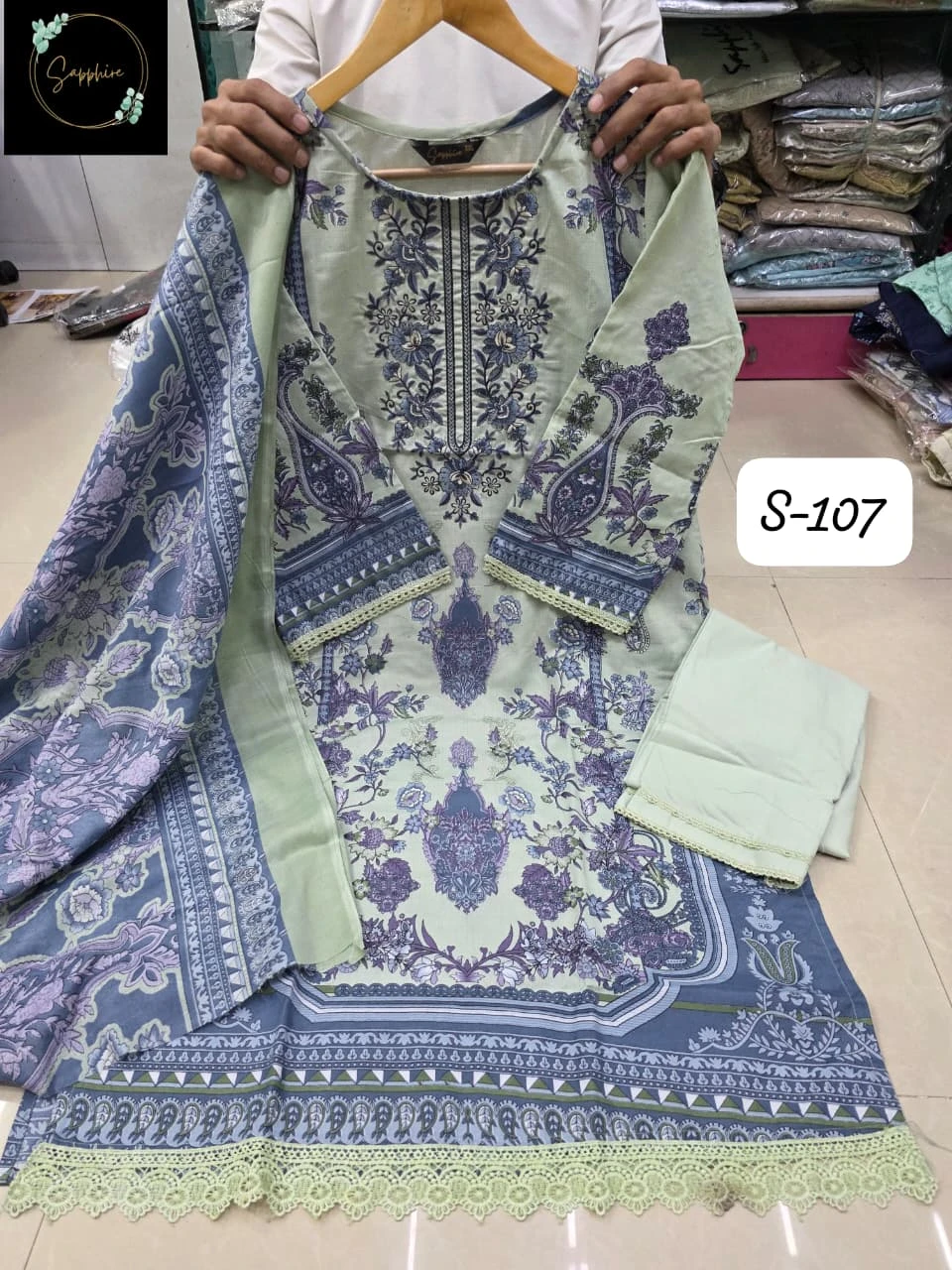 Sapphire S-107 Same Lawn Wholesale Readymade Pakistani Suit Collection