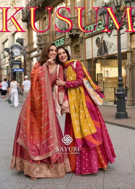 Sayuri Kusum Designer Viscose Jacquard Silk Wholesale Gown with Dupatta Collection