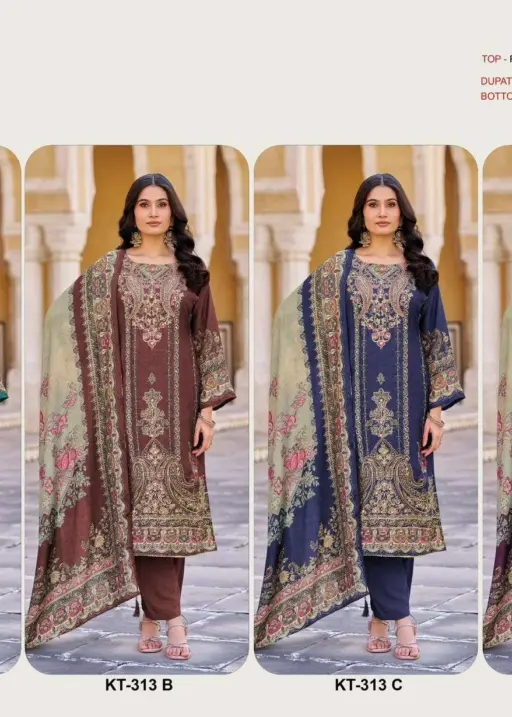 Shree Fab Design No - Kt - 313 Pure Viscose Muslin Digital Print Aari Handwork Pakistani Salwar Suit