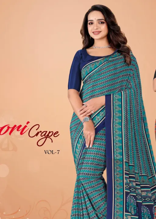 Angoori Crape Vol 7 Printed Crepe Uniform Saree Collection