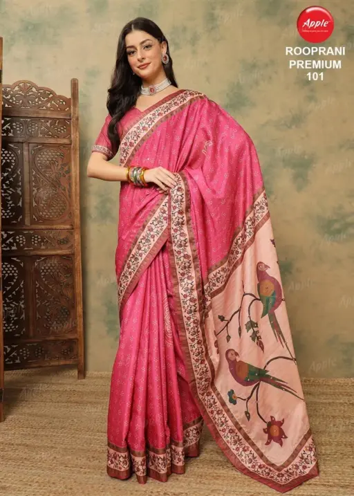 Apple Rooprani Premium Vol 01 Silk Blend Digital Printed Designer Saree Collection
