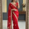 Bt 442 Beautiful Fandy Satin Silk Embroidered Saree Collection
