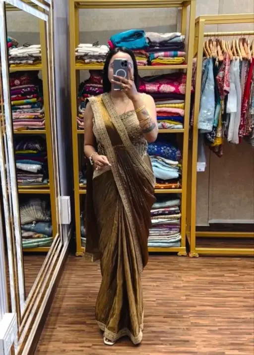 Bt 7137 Satin Sequence Ready to Wear Fancy Saree