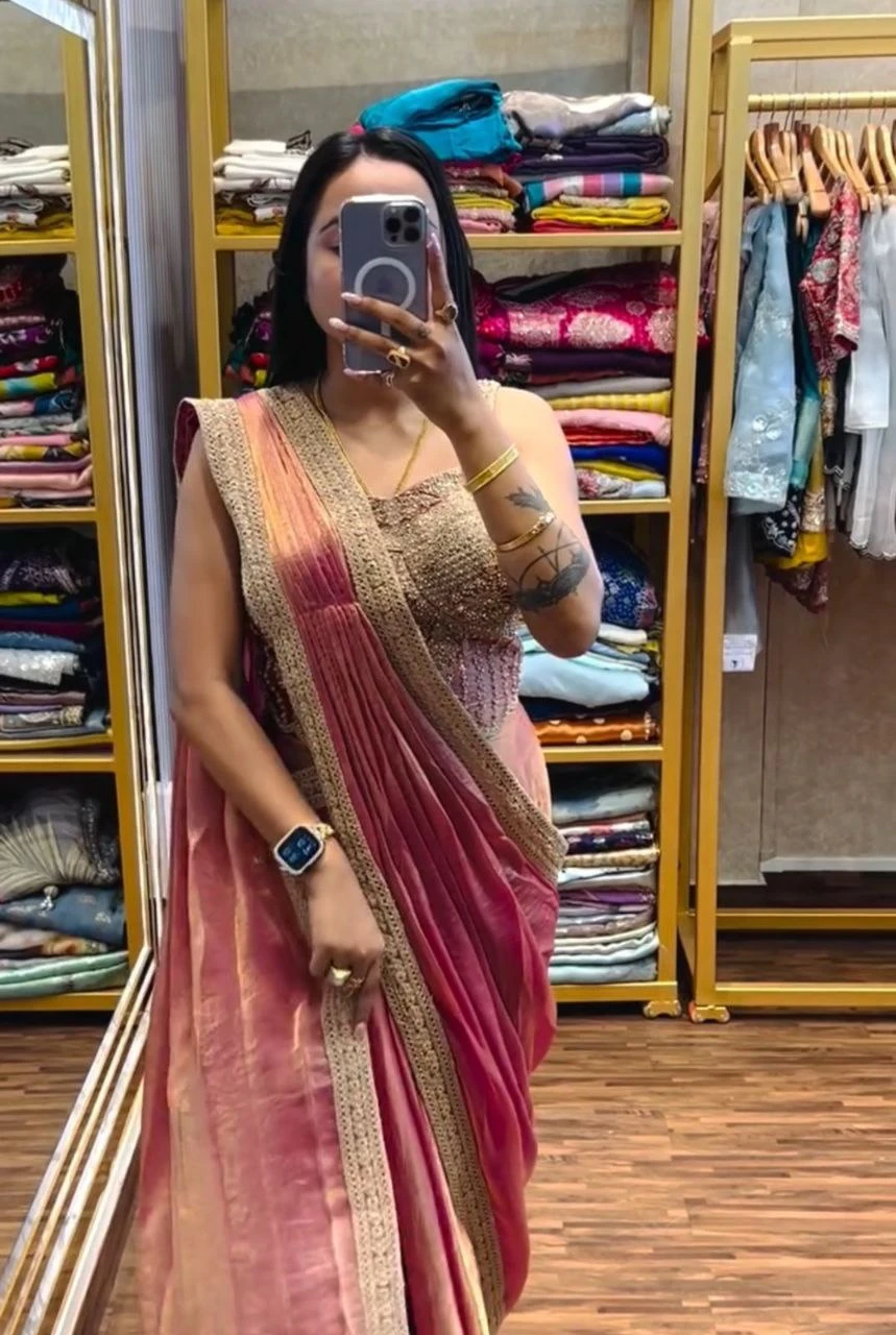 Bt 7137 Satin Sequence Ready to Wear Fancy Saree