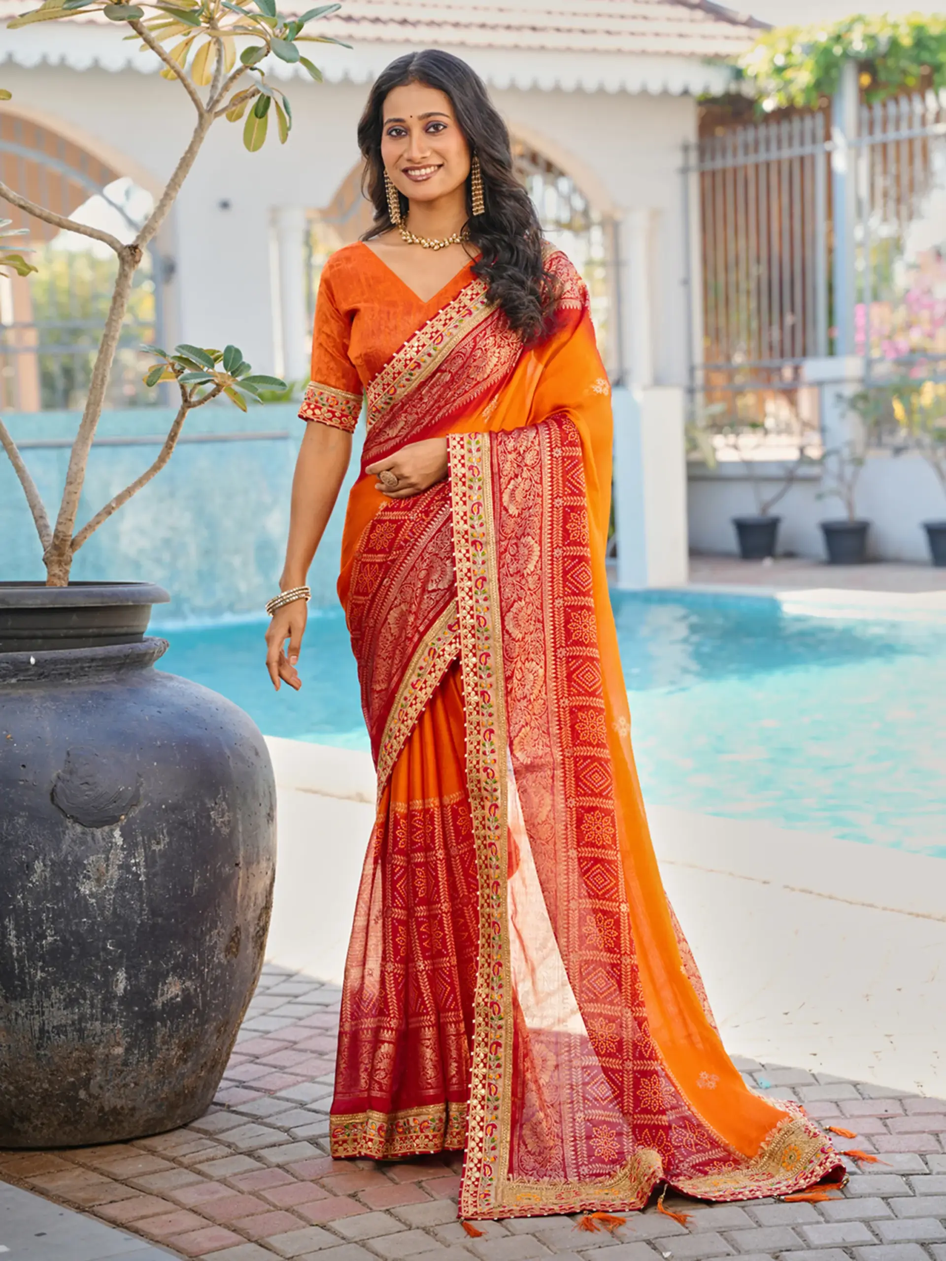 Jalnidhi Swarna Moss Chiffon with Work Saree Collection