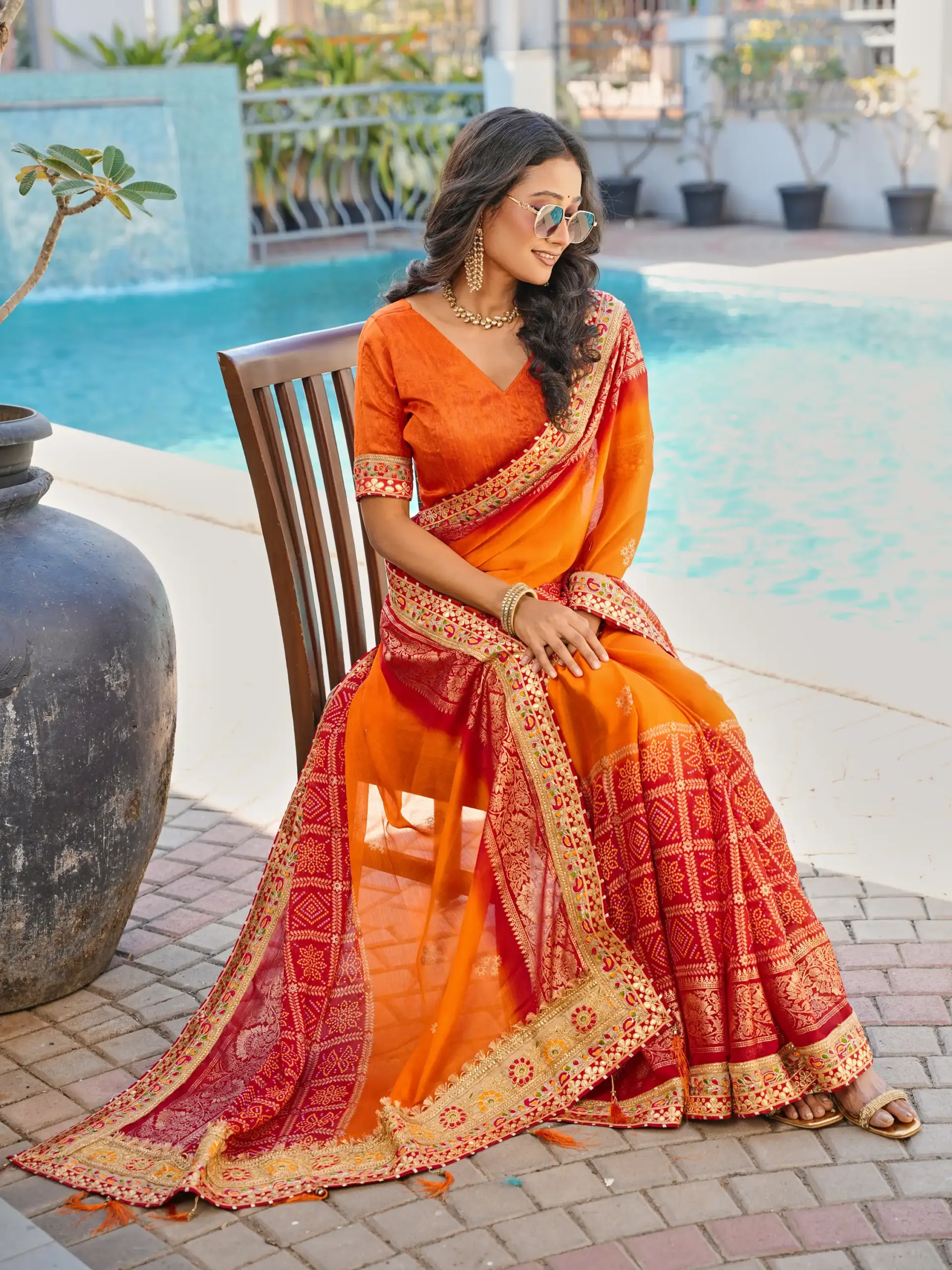 Jalnidhi Swarna Moss Chiffon with Work Saree Collection