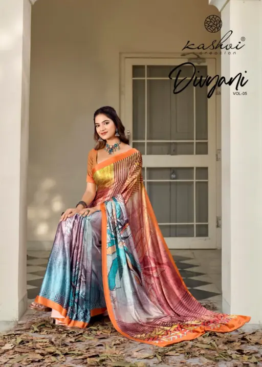 Kashvi Divyani Vol 5 Satin Casual Wear Saree Collection