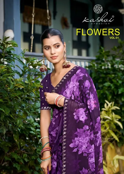 Kashvi Flowers Vol 1 Georgette with Work Saree Collection
