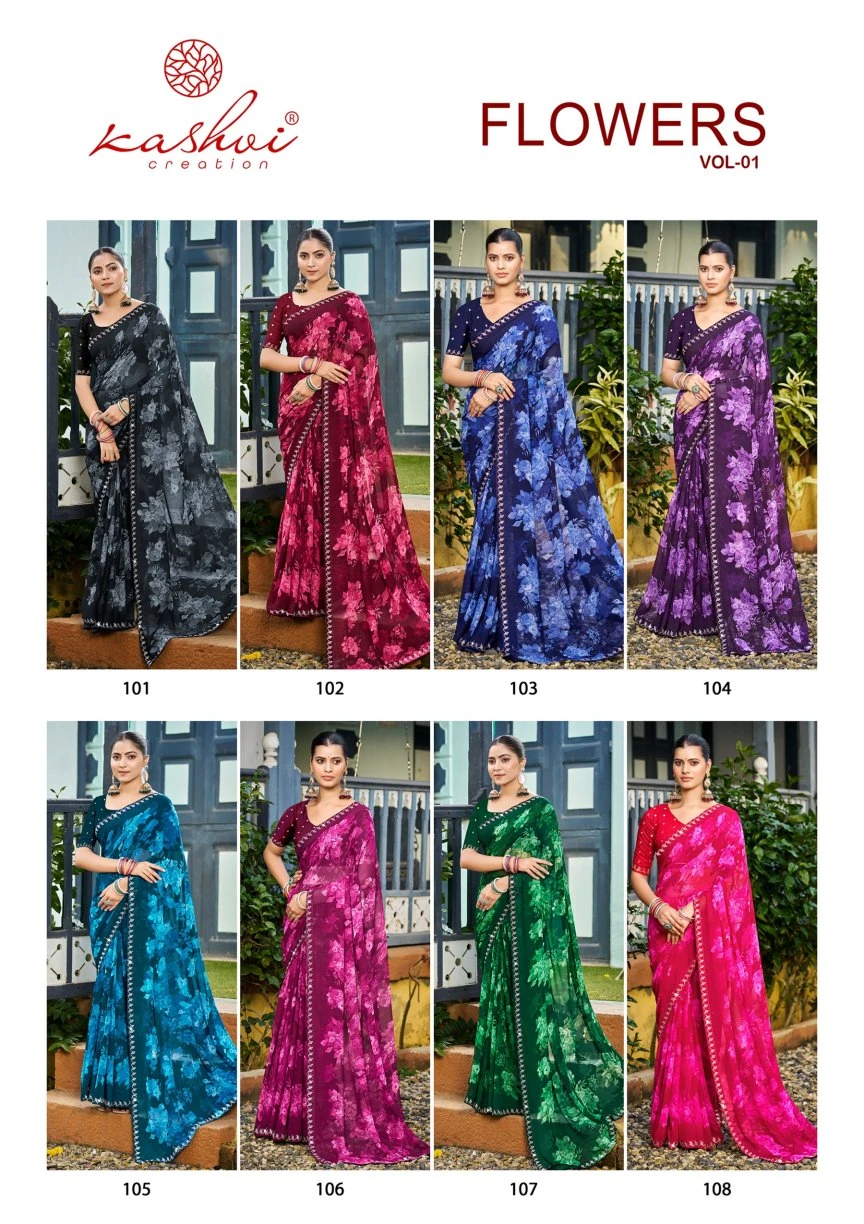 Kashvi Flowers Vol 1 Georgette with Work Saree Collection