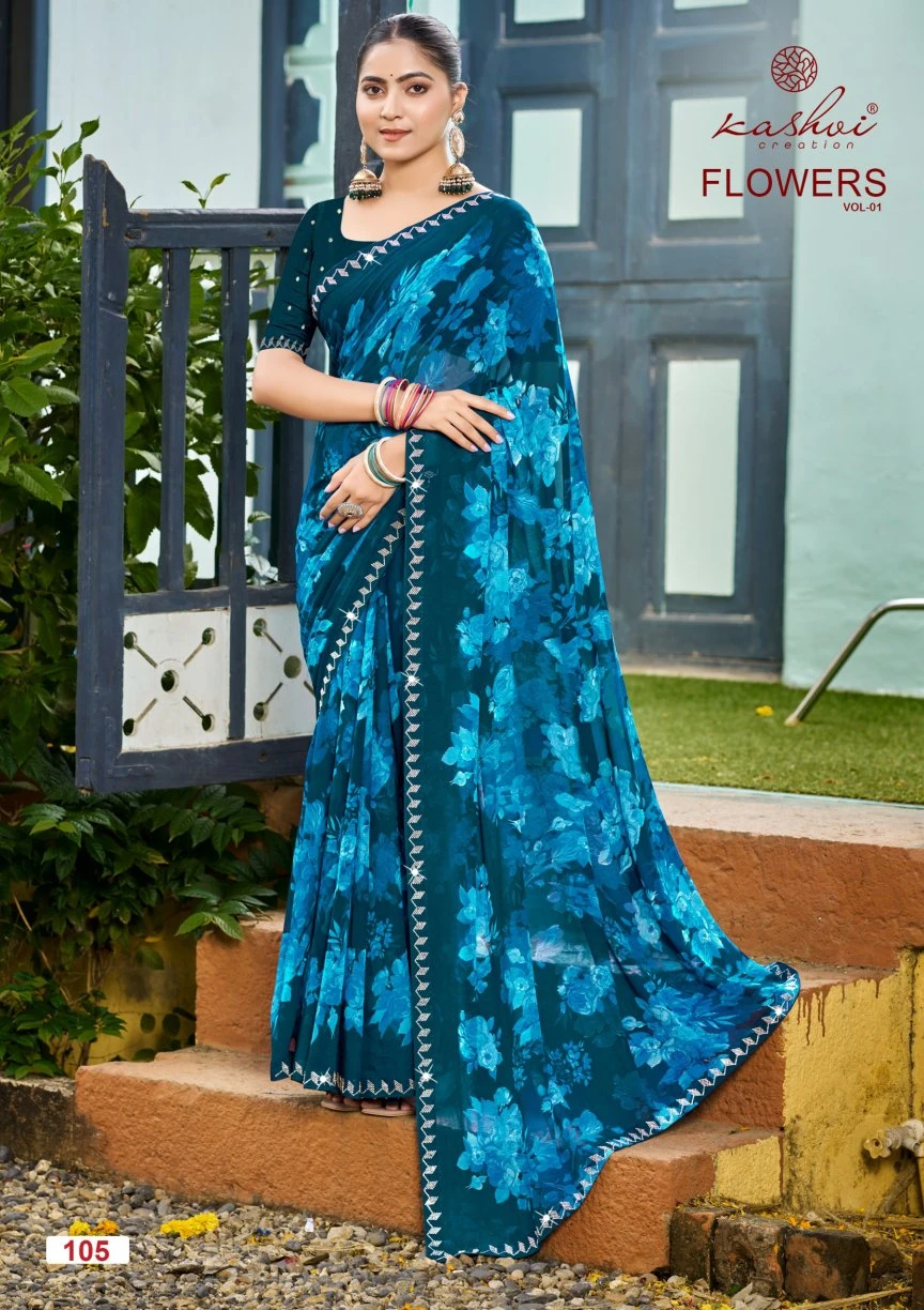 Kashvi Flowers Vol 1 Georgette with Work Saree Collection