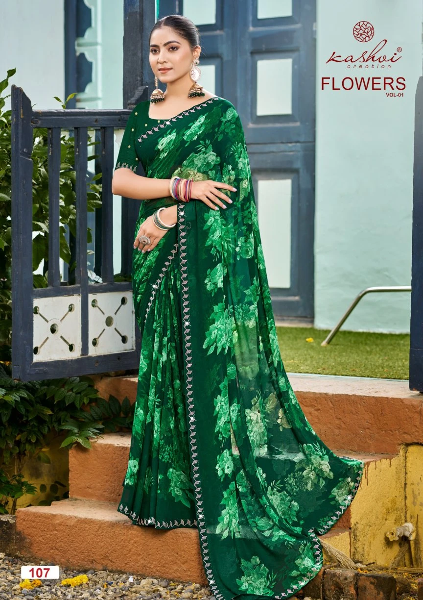 Kashvi Flowers Vol 1 Georgette with Work Saree Collection