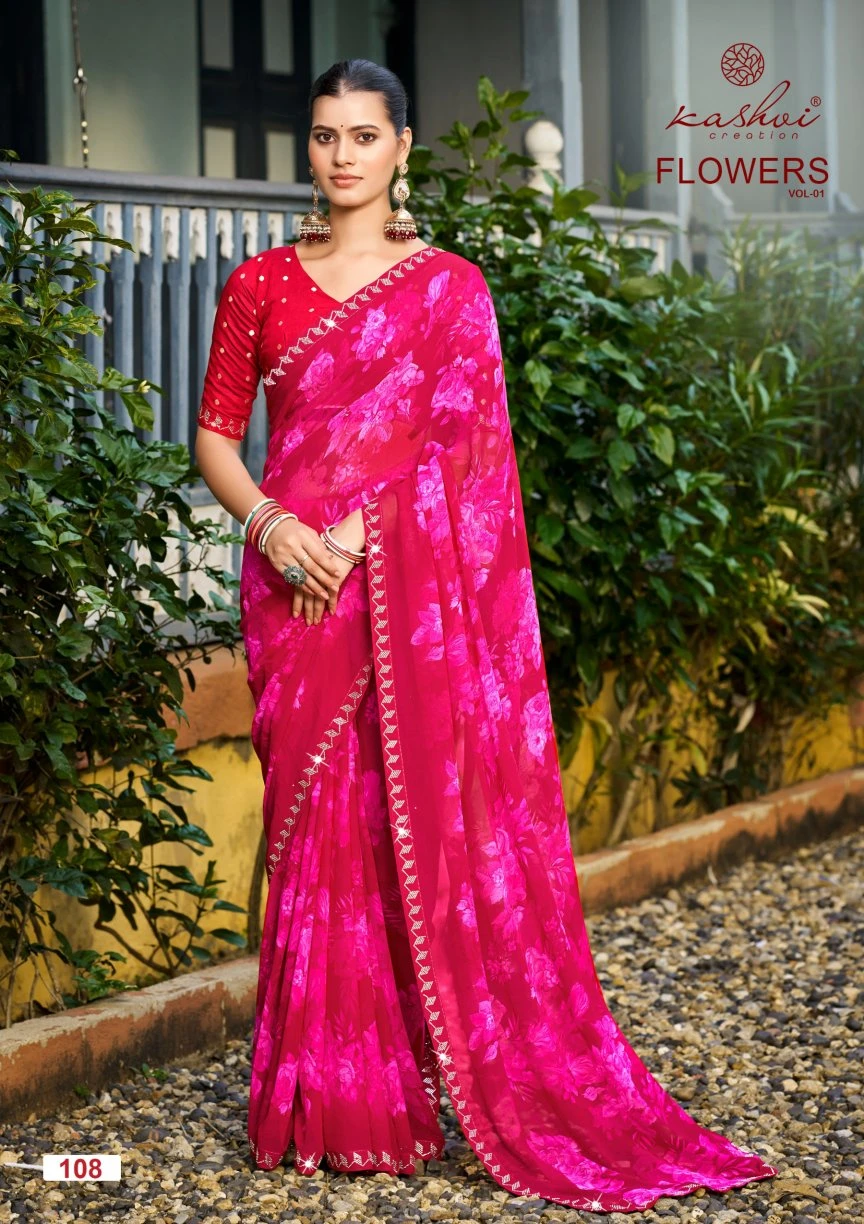 Kashvi Flowers Vol 1 Georgette with Work Saree Collection