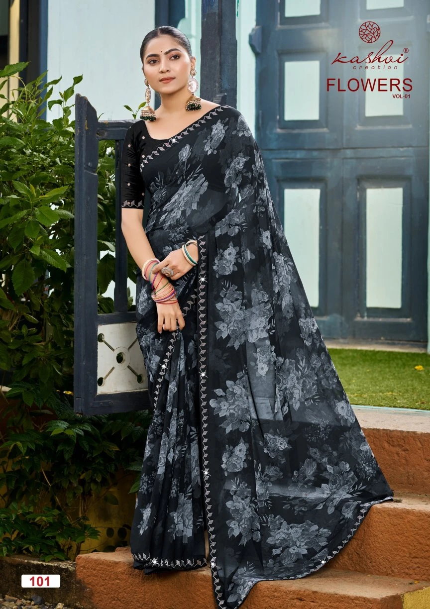 Kashvi Flowers Vol 1 Georgette with Work Saree Collection