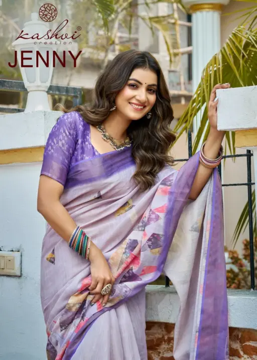 Kashvi Jenny Silk with Aari Work Casual Wear Saree Collection