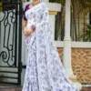 Kashvi White Queen Georgette Casual Wear Saree Collection
