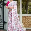 Kashvi White Queen Georgette Casual Wear Saree Collection