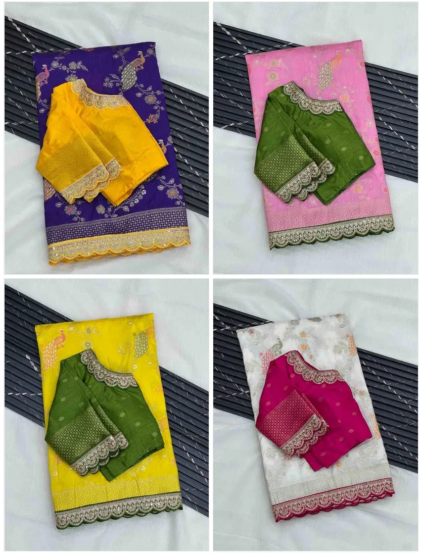 Kc 206 Pure Dola Silk Embroidered Saree Collection