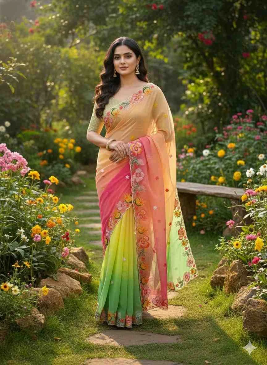 Kc 39 Georgette Sequence Party Wear Saree Collection