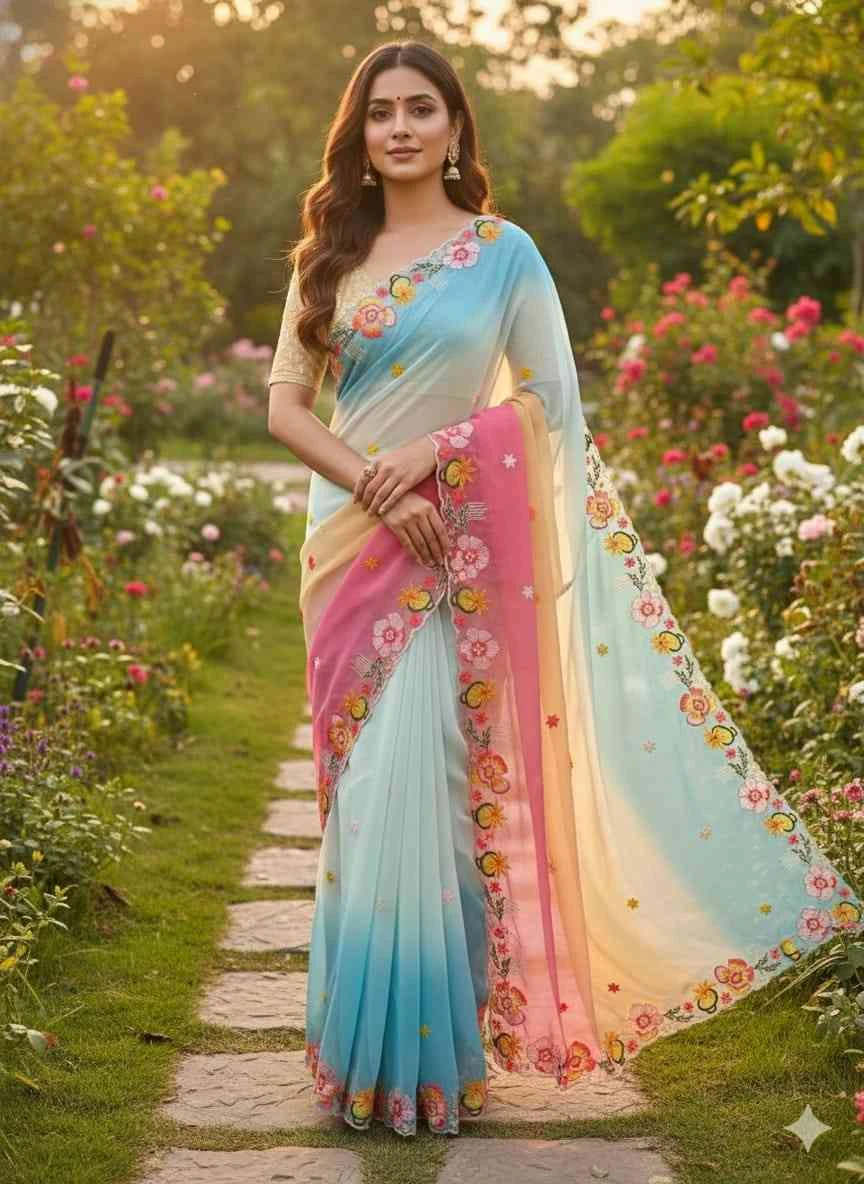 Kc 39 Georgette Sequence Party Wear Saree Collection