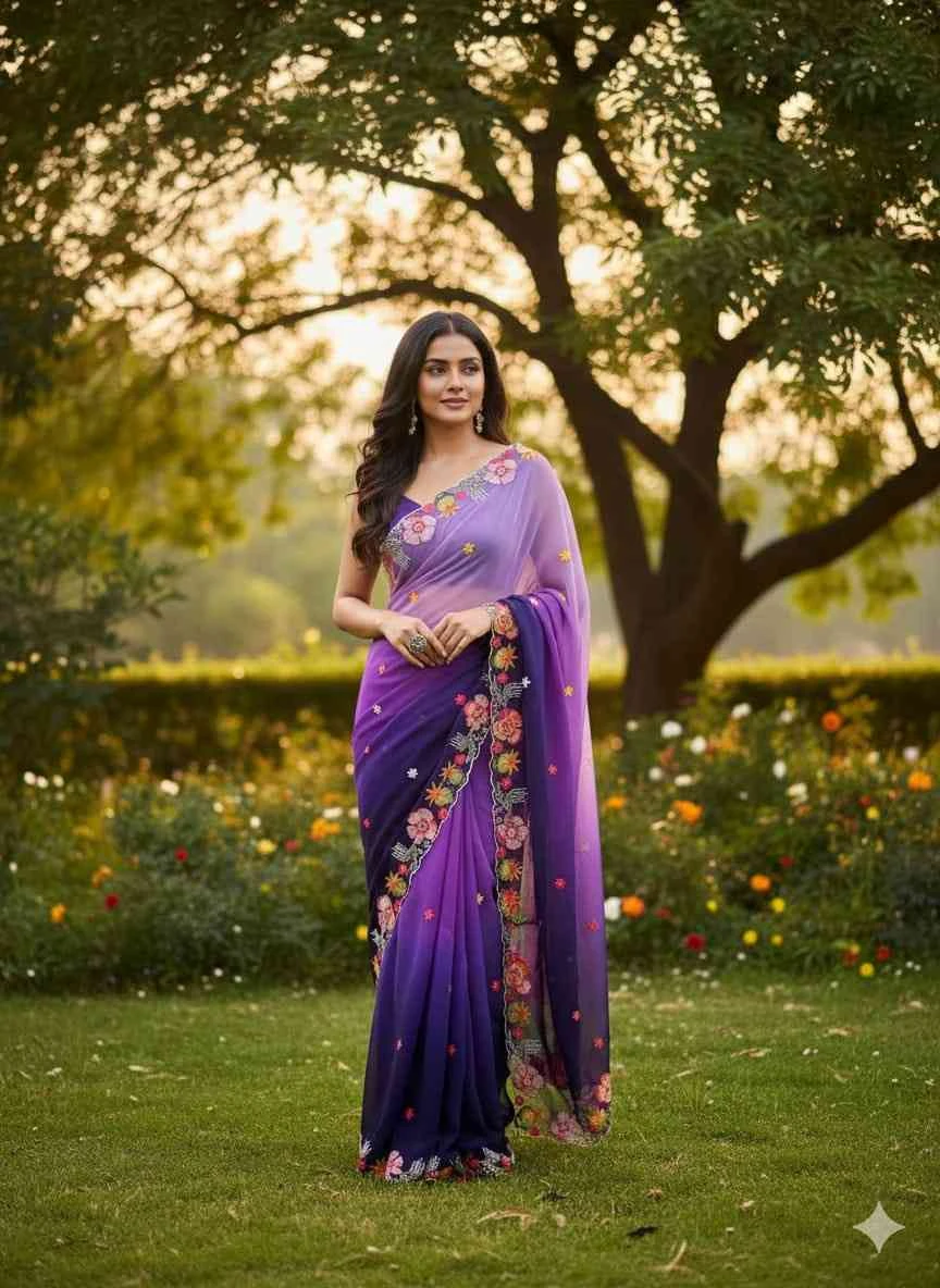 Kc 39 Georgette Sequence Party Wear Saree Collection