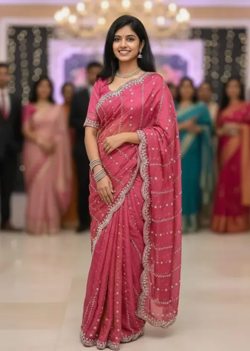 Kc 75 Space Silk Sequence Handworked Designer Saree Collection