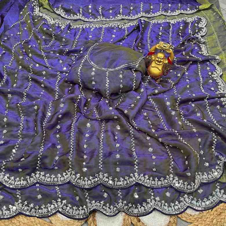 Kc 75 Space Silk Sequence Handworked Designer Saree Collection