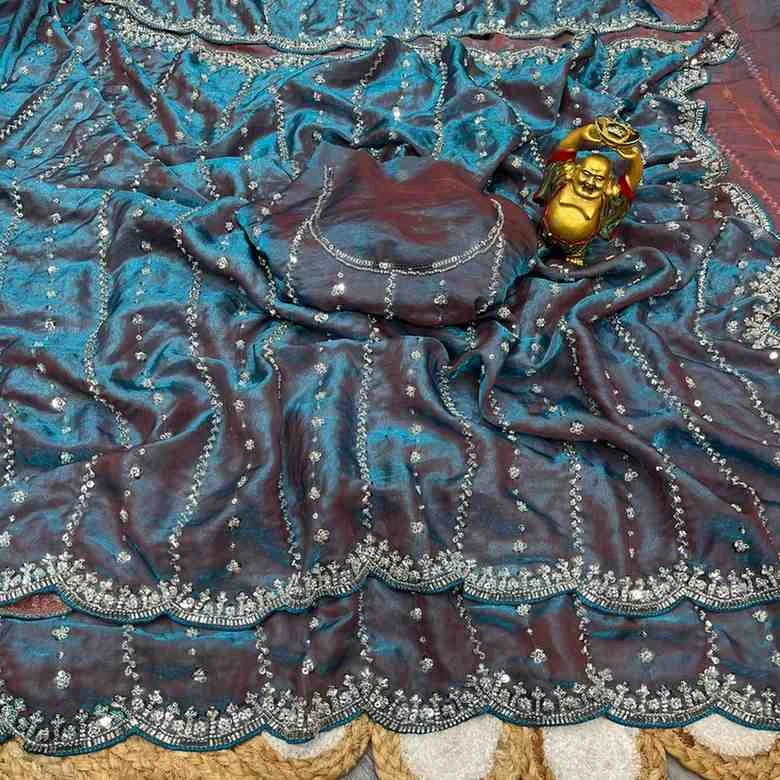 Kc 75 Space Silk Sequence Handworked Designer Saree Collection