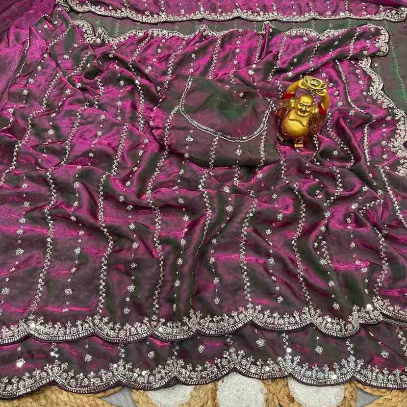 Kc 75 Space Silk Sequence Handworked Designer Saree Collection