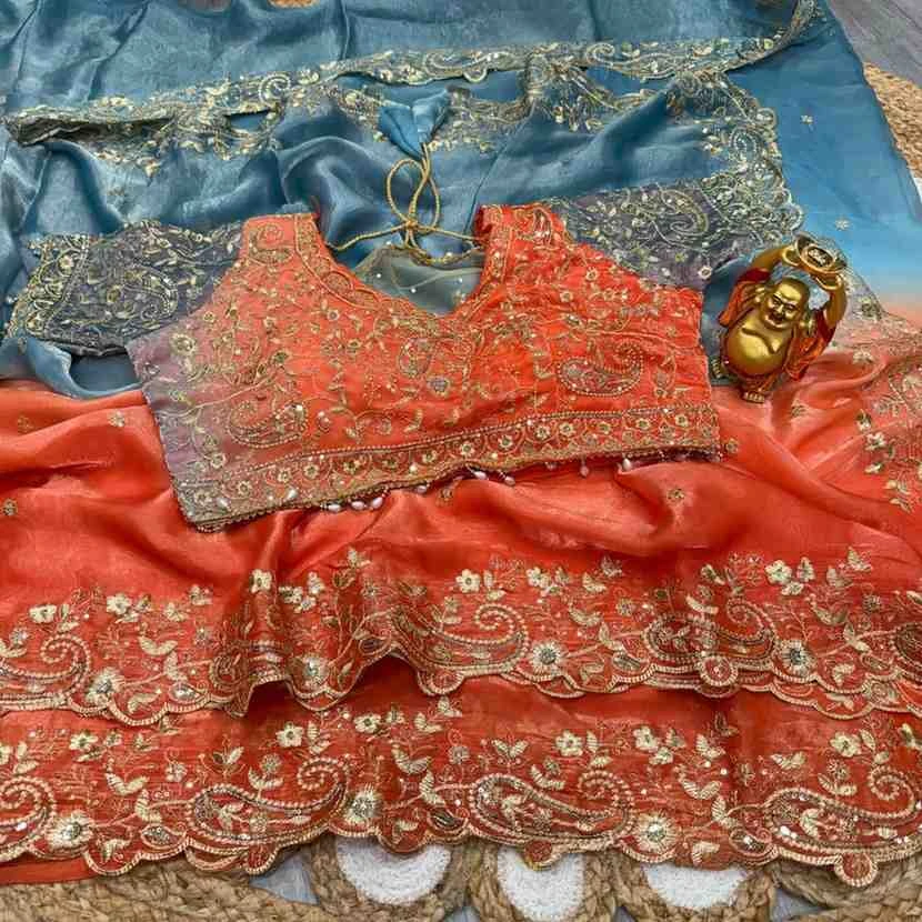 Kc 962 Space Silk Dual Shade Zari Worked Designer Saree Collection