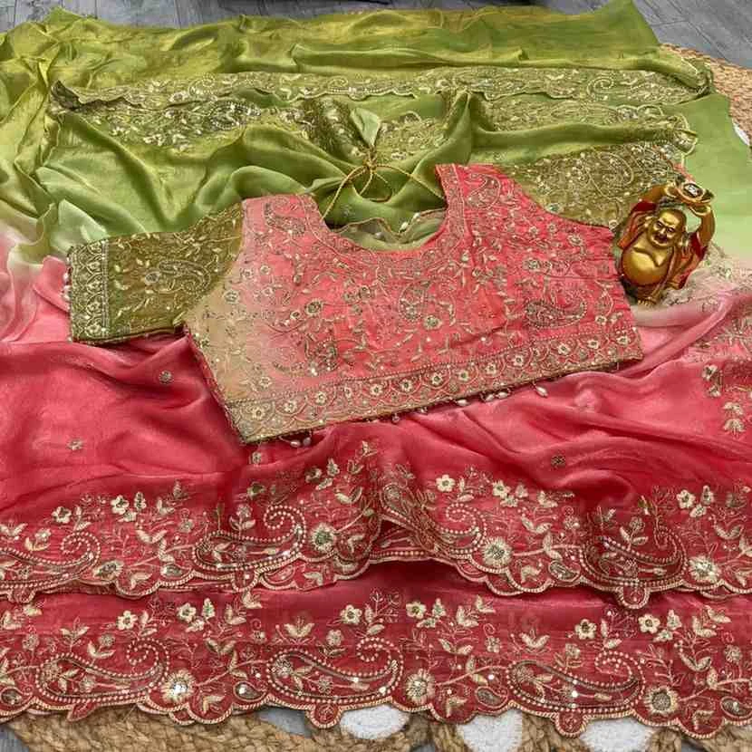 Kc 962 Space Silk Dual Shade Zari Worked Designer Saree Collection