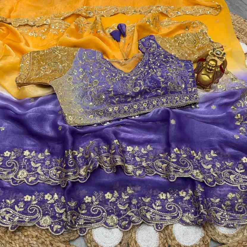 Kc 962 Space Silk Dual Shade Zari Worked Designer Saree Collection