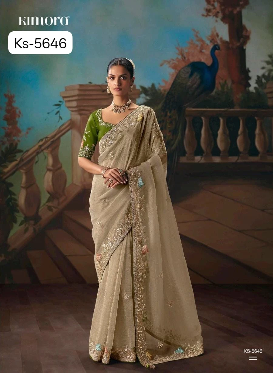 Kimora Kajal Fancy Thread Embroidered Work Designer Saree Collection