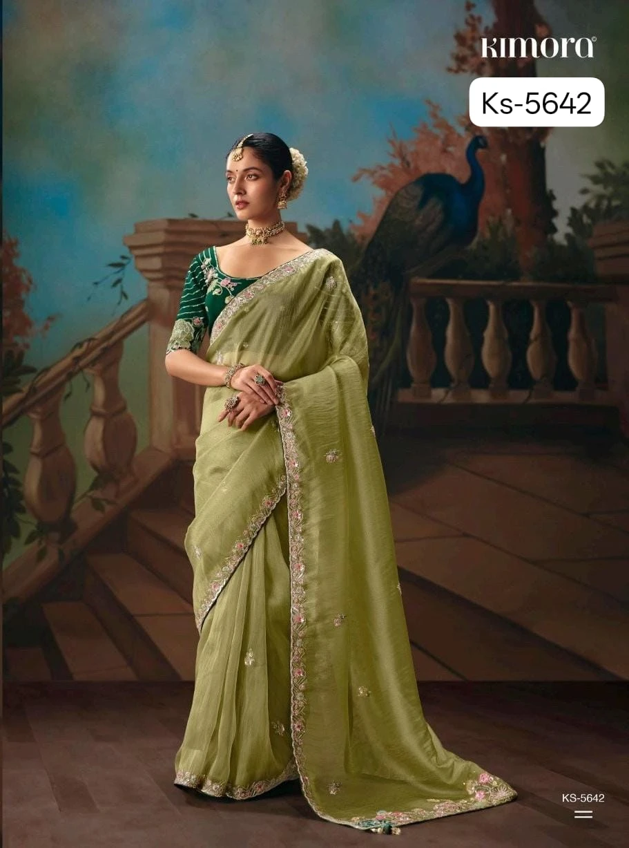 Kimora Kajal Fancy Thread Embroidered Work Designer Saree Collection
