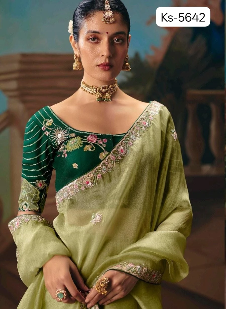 Kimora Kajal Fancy Thread Embroidered Work Designer Saree Collection