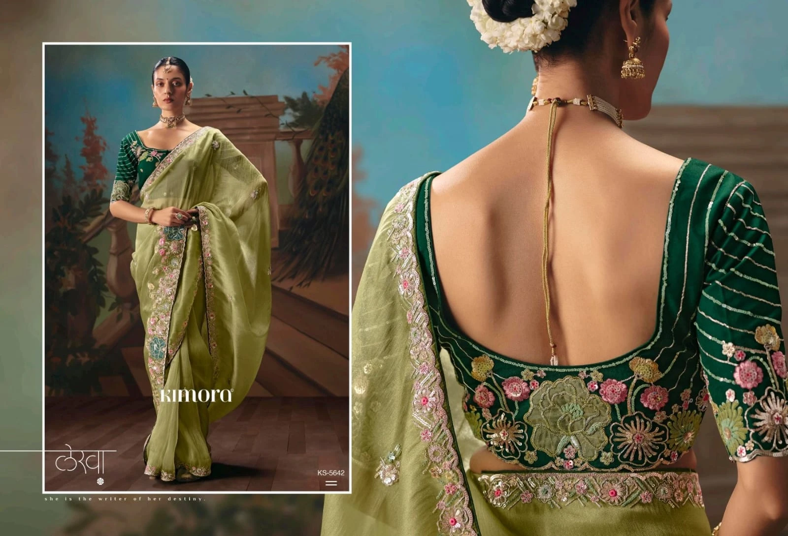 Kimora Kajal Fancy Thread Embroidered Work Designer Saree Collection