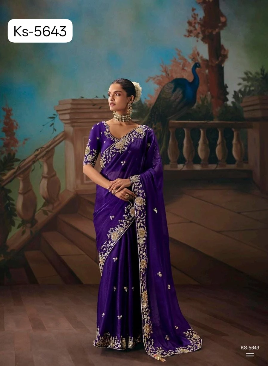 Kimora Kajal Fancy Thread Embroidered Work Designer Saree Collection