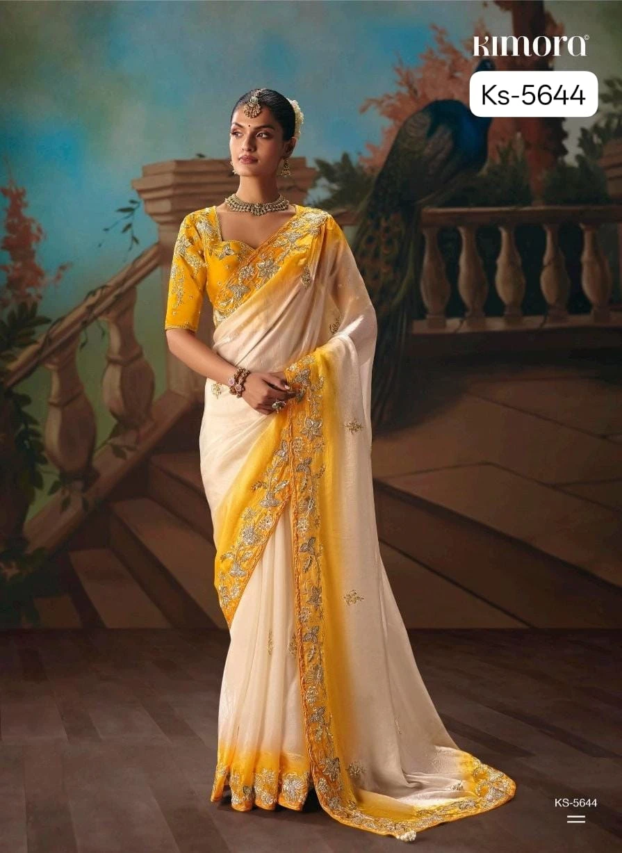 Kimora Kajal Fancy Thread Embroidered Work Designer Saree Collection