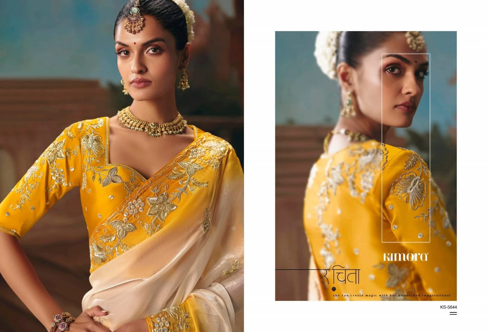 Kimora Kajal Fancy Thread Embroidered Work Designer Saree Collection