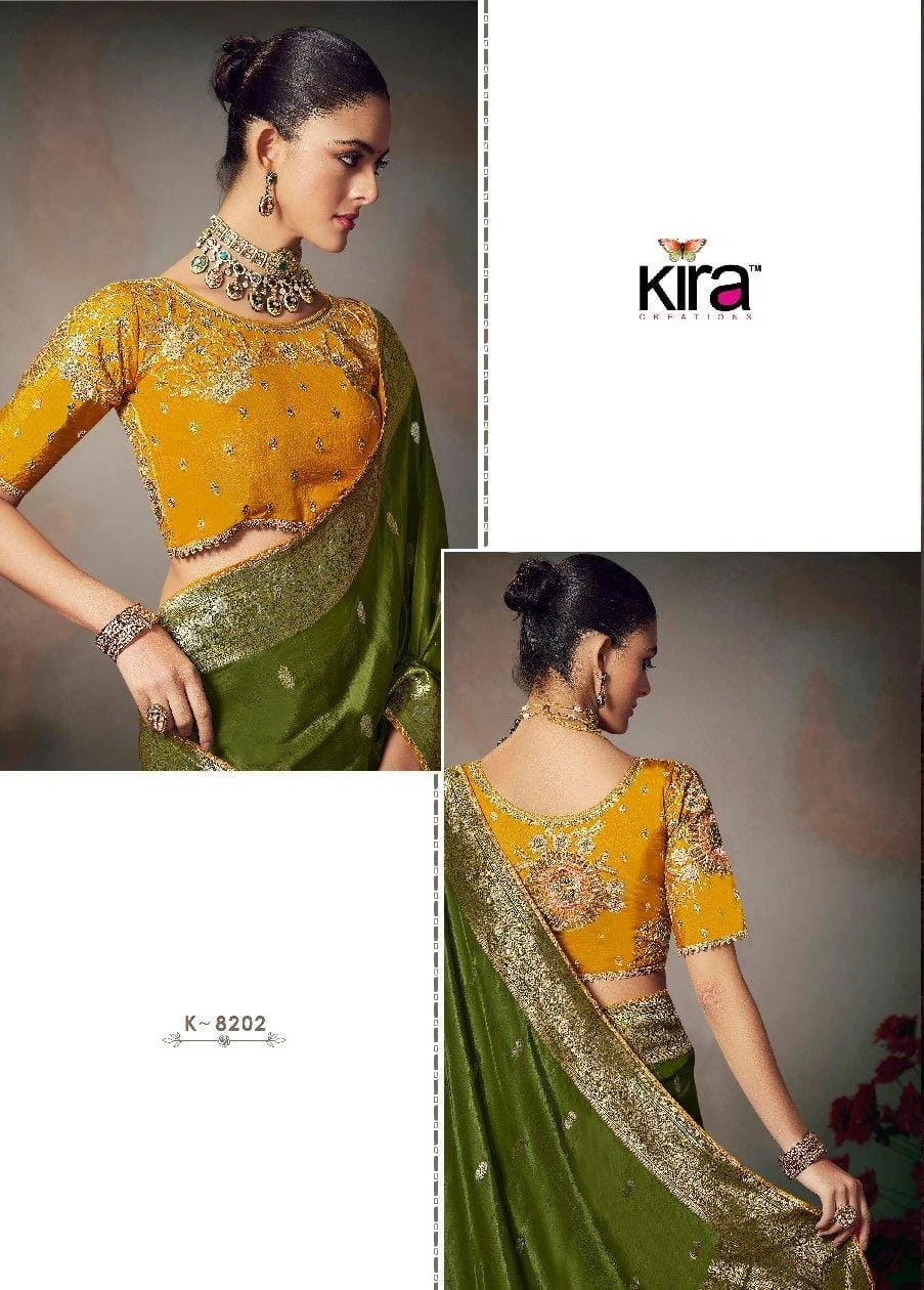Kira Kamini 8201 to 8206 Chiniya Silk Wedding Wear Saree Collection