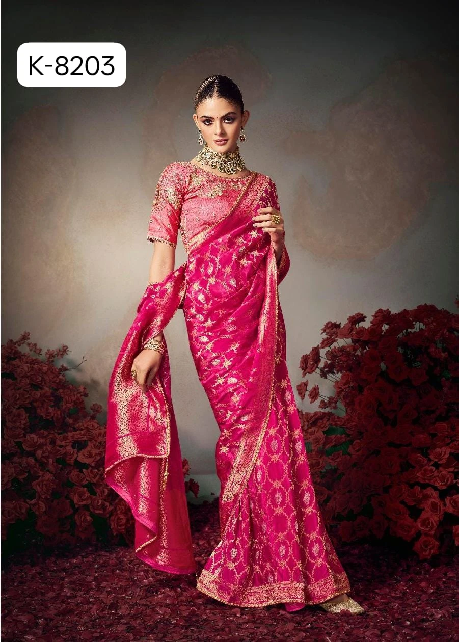 Kira Kamini 8201 to 8206 Chiniya Silk Wedding Wear Saree Collection