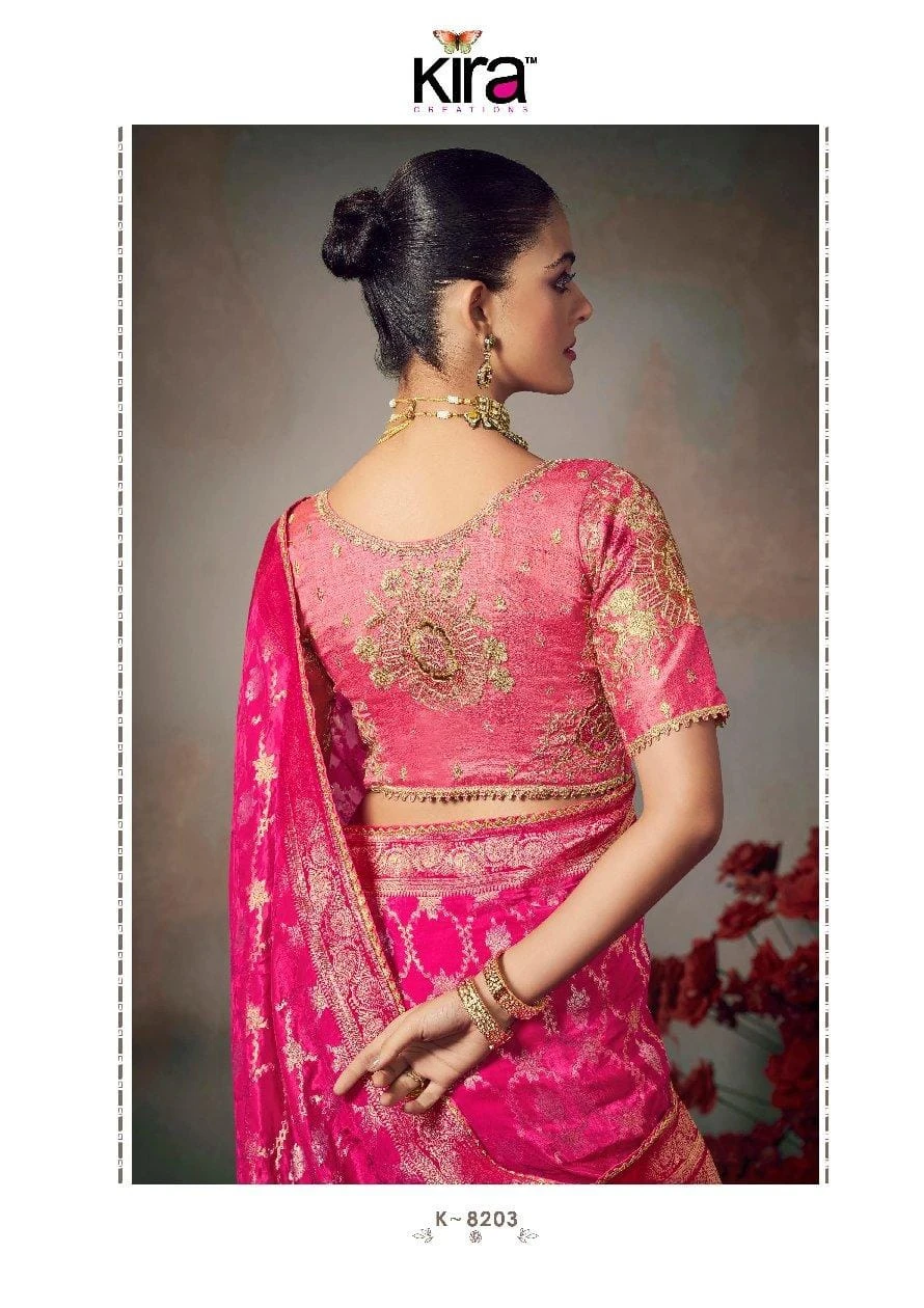 Kira Kamini 8201 to 8206 Chiniya Silk Wedding Wear Saree Collection